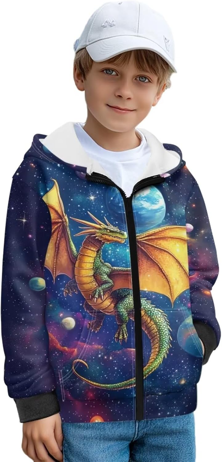 Boys Hoodies Kids 6-16Y Winter Long Sleeve Zip Up Hooded Hoodies