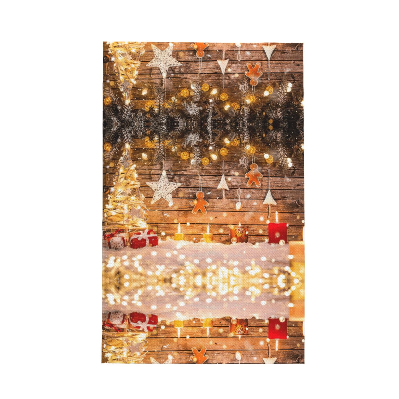 XXahnbm Christmas Trees Candles Print Waffle Kitchen Towel,Absorbent Hand Towel