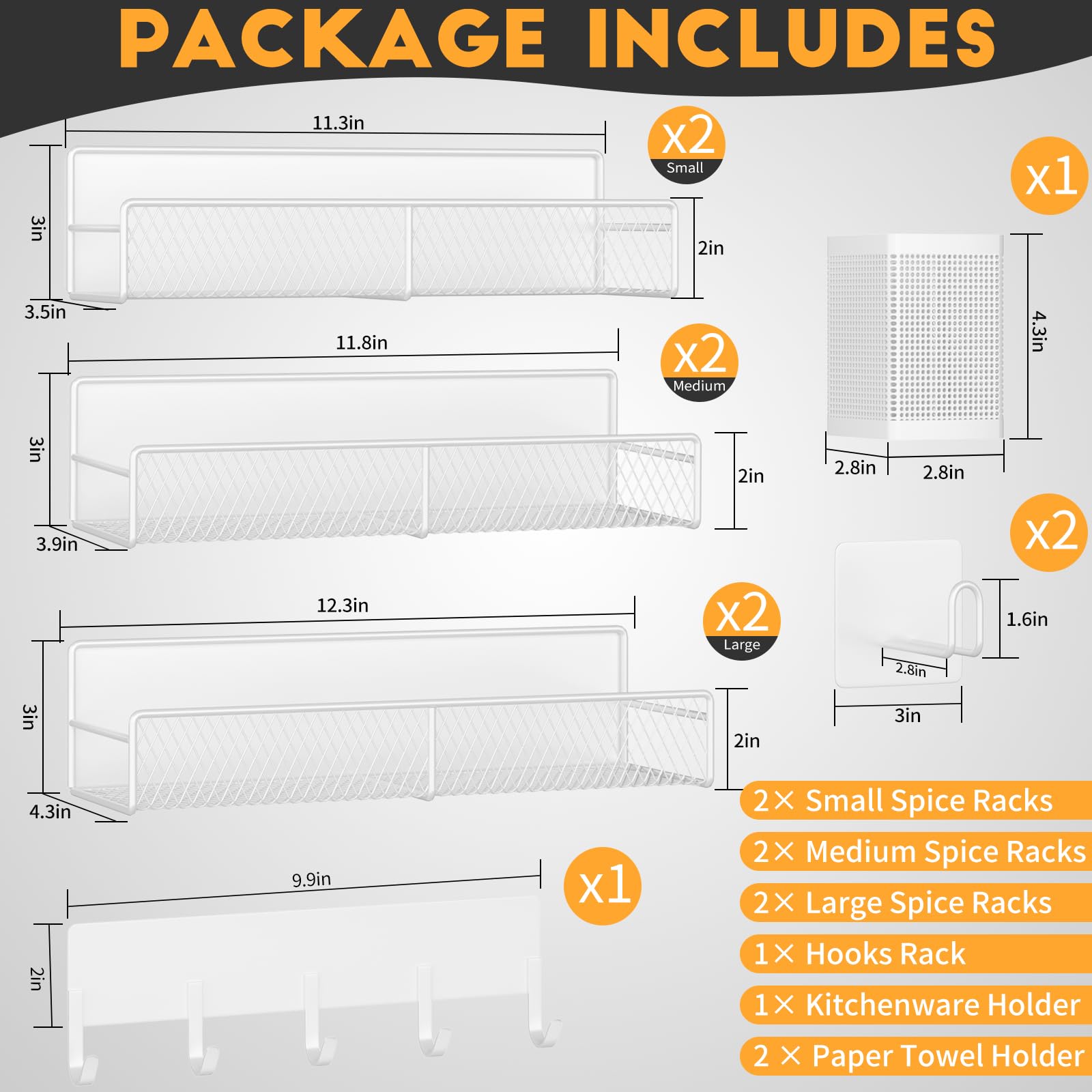 DTUQYX Magnetisches Gewürzregal für Kühlschrank, 10 Stück, Metall, magnetisches Regal, beweglicher Gewürz-Organizer mit Hakenleiste, Papierhandtuchhalter, Küchenutensilienhalter, starke magnetische