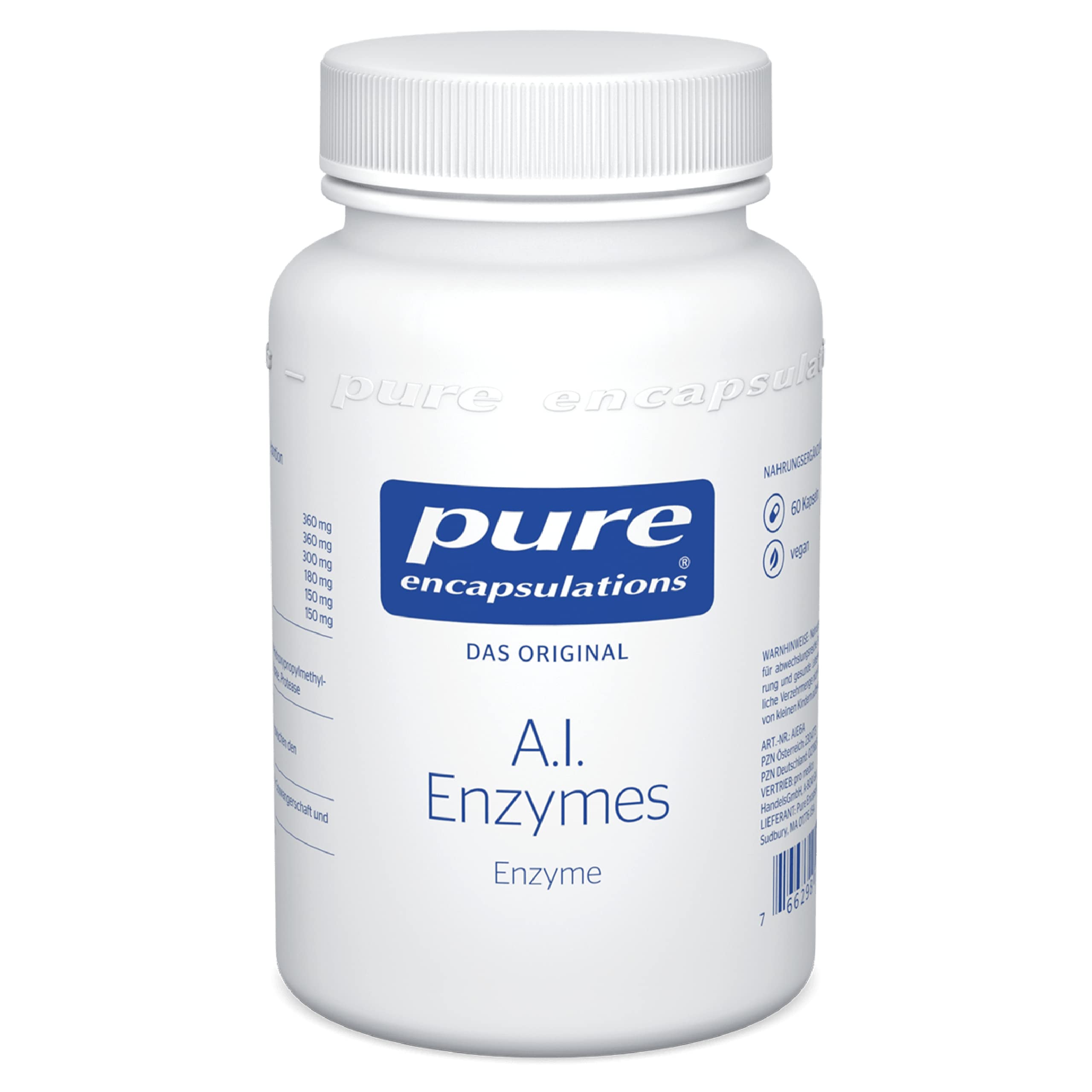 Pure Encapsulations - A.I. Enzymes - Pflanzliche Enzym-Kapseln mit Bromelain & Papain - 360 mg pro Tagesdosis - Vegan & Hypoallergen - 60 Kapseln