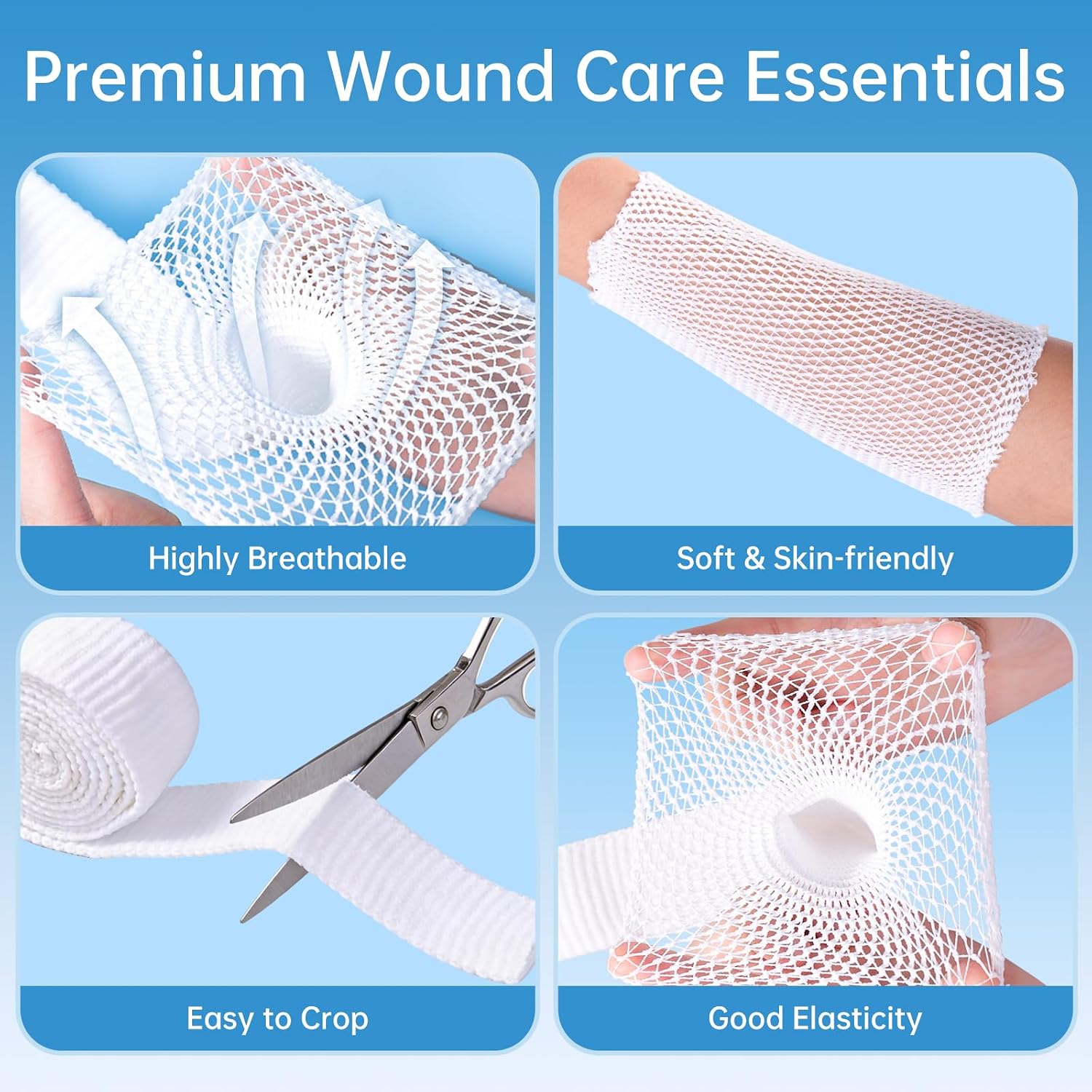 Tubular Bandage Elastic Net Wound Dressing Elastic Retainer Tubular Stretch Gauze Bandage Without The Use of Adhesive Tape for Leg, Arm, Foot (3cm*200cm)