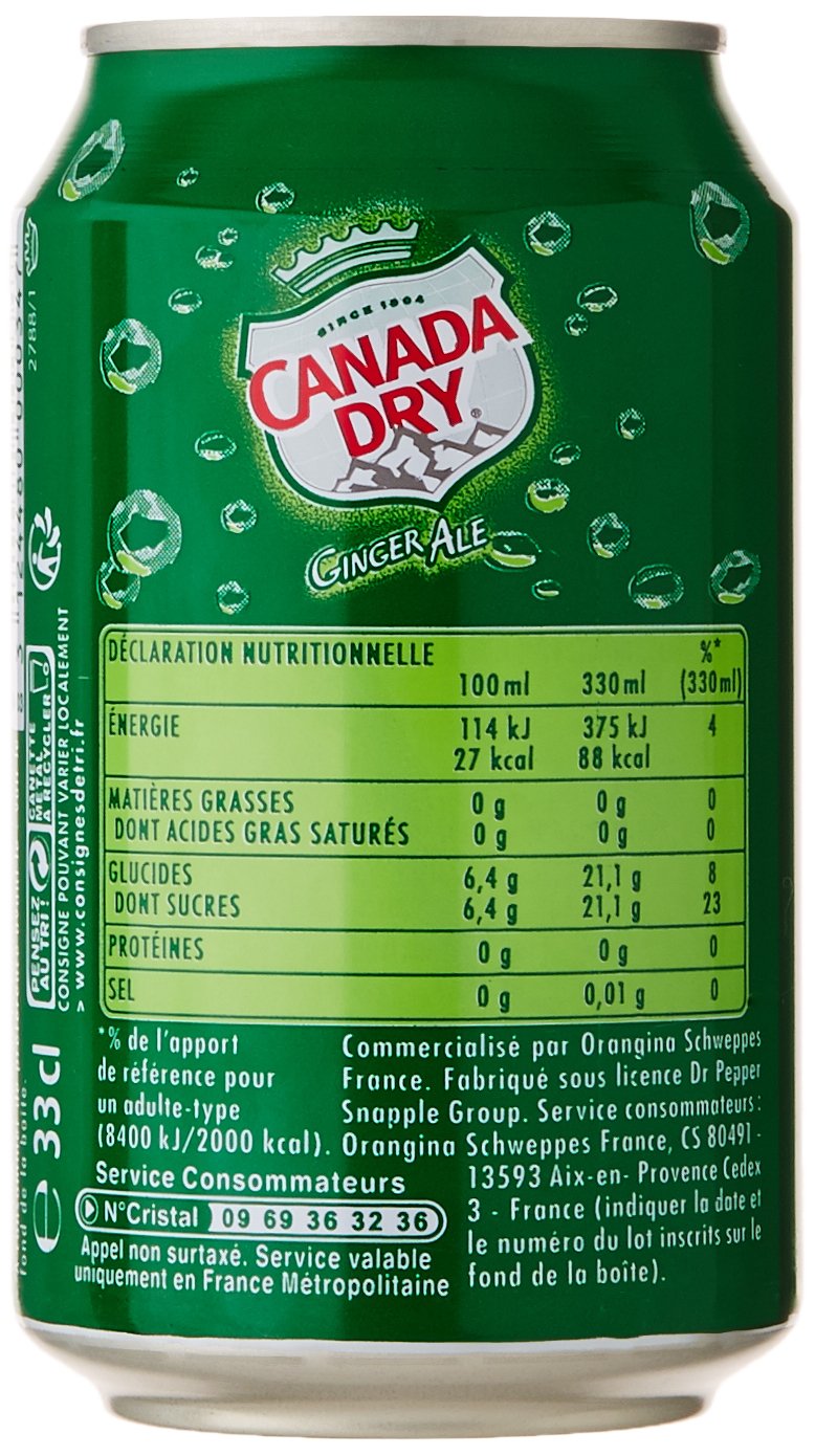 Canada Dry Boisson aux Extraits Naturels de gingembre 6x330 ml - Lot de 2