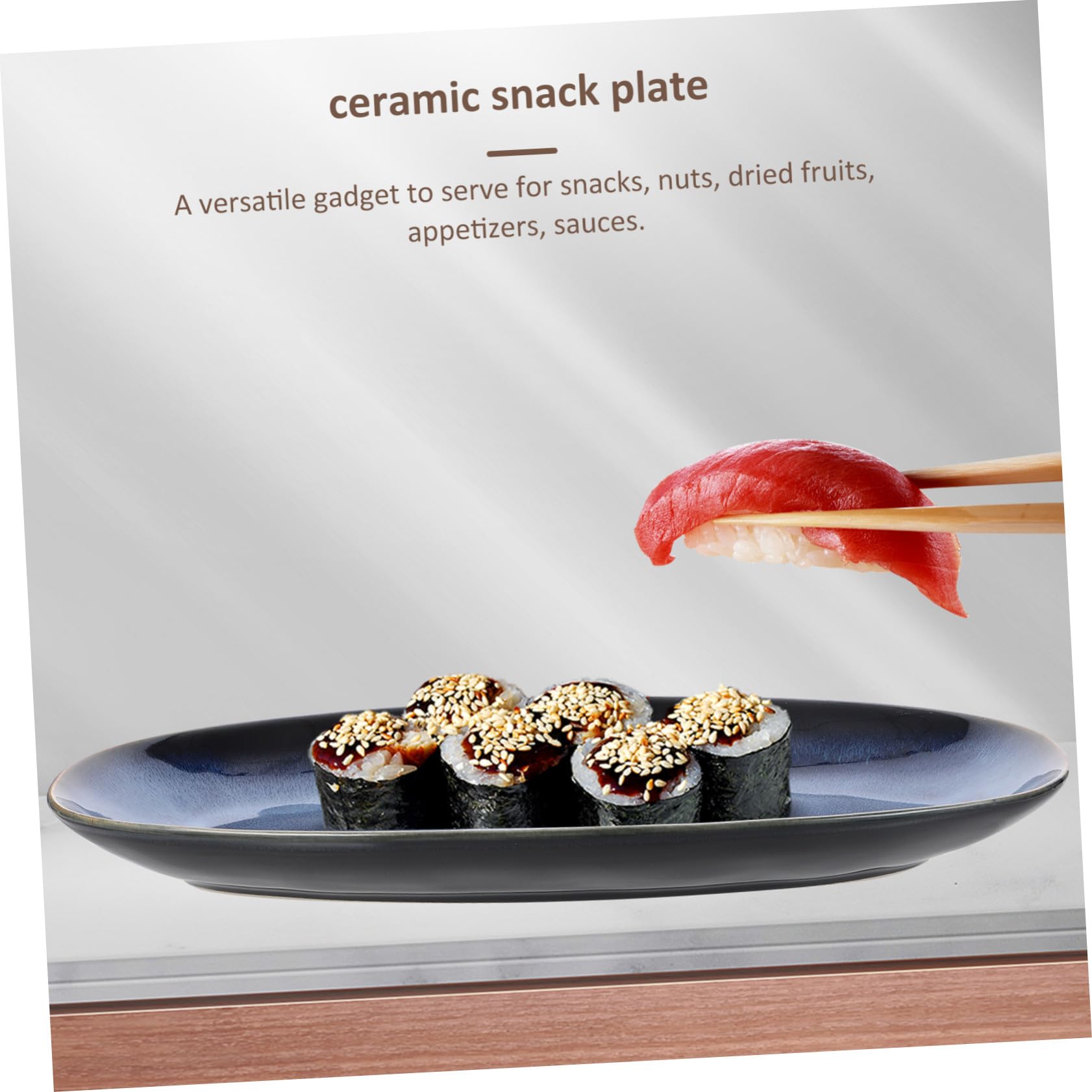 Homoyoyo Piatto Sushi in Ceramica Blu, Vassoio Servire Pesce | Frutta Secca e Antipasti, per Salse e Snack, Adatto a Tavoli di Casa e Bar