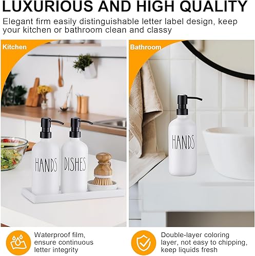Miniatura 4 de Dispensador de jabón de vidrio para cocina, juego de dispensador de jabón de manos para platos de granja, juego de dispensador de bomba a prueba de