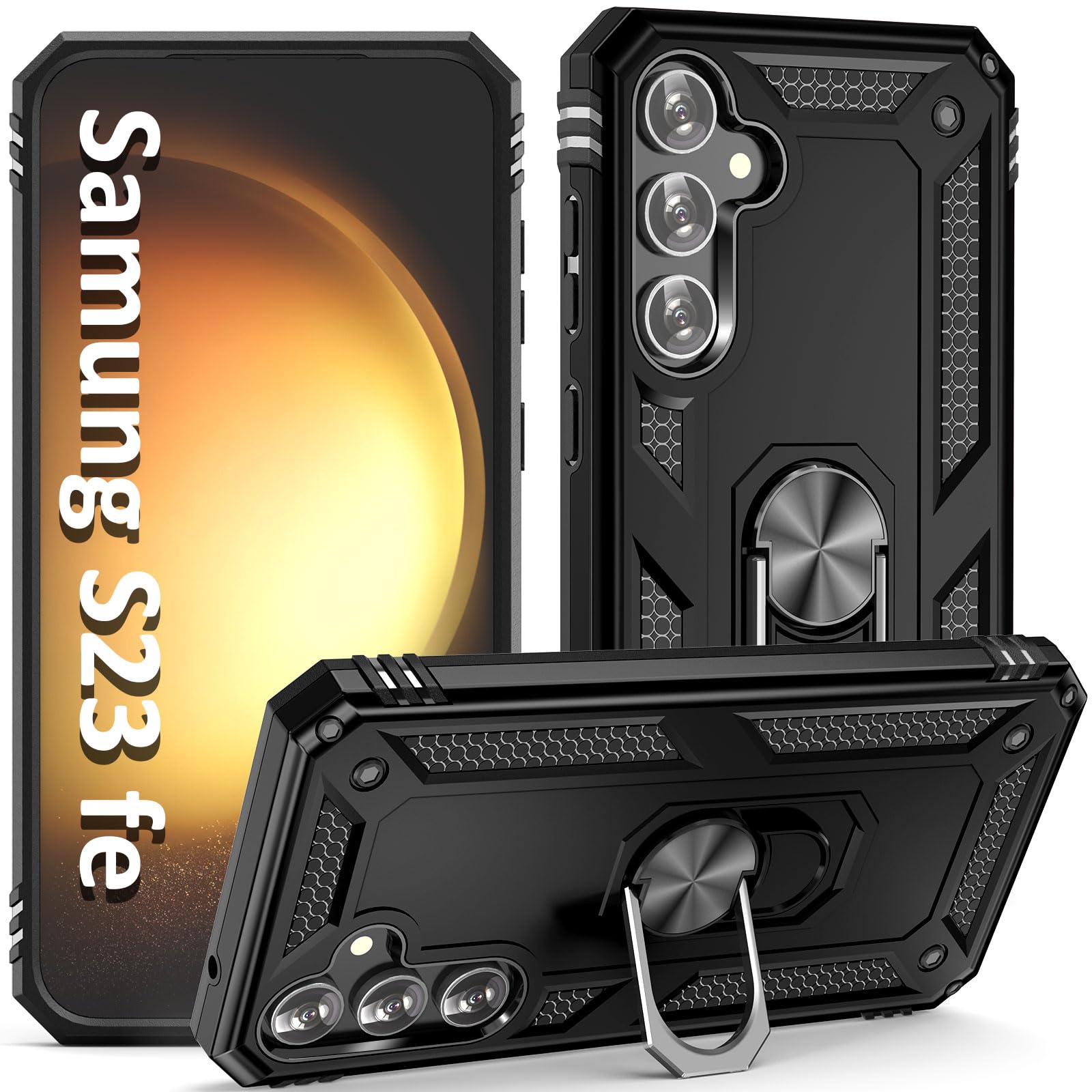 ADDIT S23 Fe Case, Phone Case for Samsung Galaxy S23 Fe Case,with Kickstand Ring,Adjustable Stand,Military Grade,Heavy Duty Protection,Shockproof,