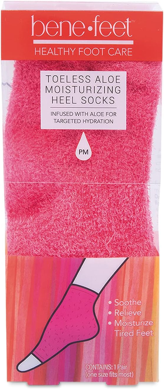 Benefeet Toeless Aloe Moisturizing Heel Socks ââ‚¬â€œ Effective Overnight Foot Rejuvenation ââ‚¬â€œ Infused with Coconut Oil, Aloe and Jojoba Seed Oil ââ‚¬â€œ 1 Pair