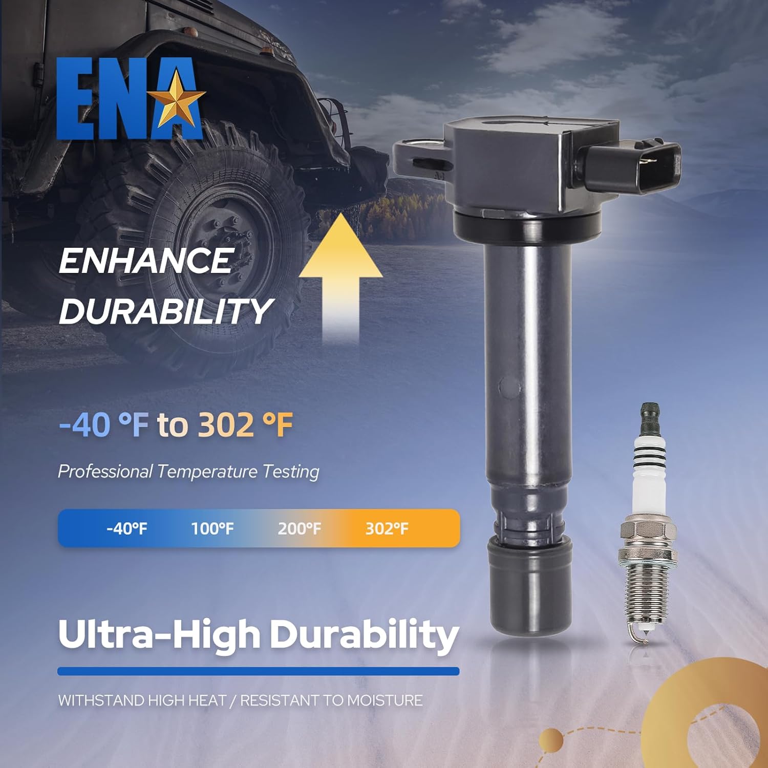 ENA Set of 8 Ignition Coil Pack and Platinum Spark Plug Compatible with Volvo 2007 2008 2009 2010 S80 4.4L 2005 2006 2007 2008 2009 2010 2011 Volvo SC90 V8 4.4L Replacement for UF574 4504