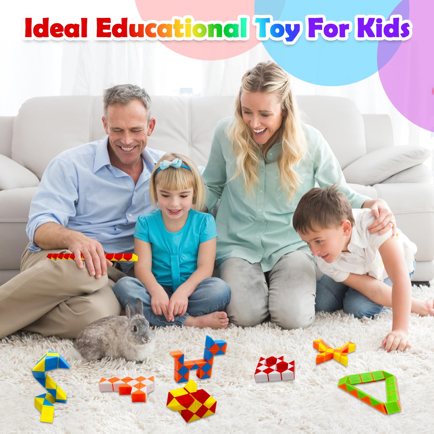 Yeefunjoy 12pcs Magic Snake Cube, 24 bloki Twist Puzzle Fidget zabawki dla dziecięcych toreb imprezowych wypełniaczy, gry puzzle 3D zabawki dla dzieci w wieku 5-12 lat Przyzwolenia partii