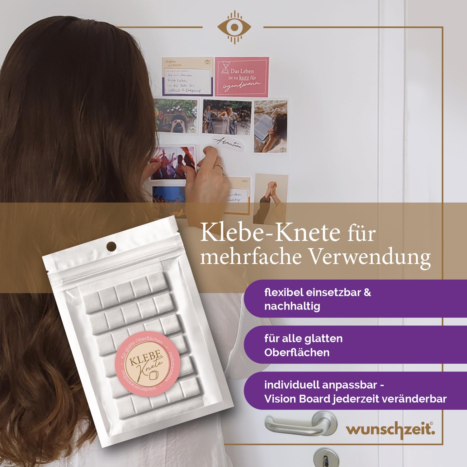 wunschzeit® Premium Vision Board Set | All-in-One Kit mit 162 Karten, 32-Seiten Workbook & XL-Poster | Klarheit, Träume manifestieren & Ziele erreichen | Inspirierendes Geschenk für Frauen