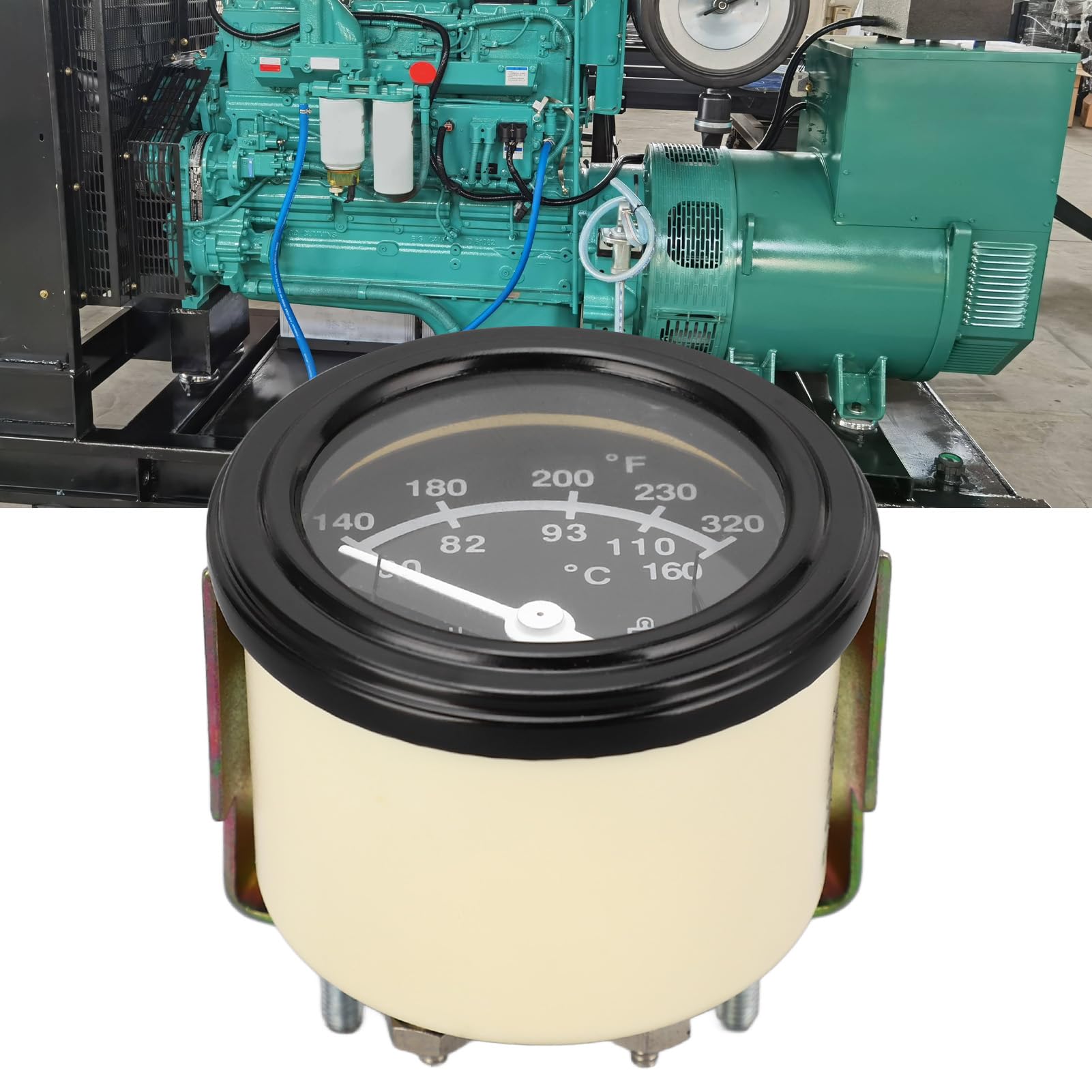 DC 24 V Öltemperaturanzeige, Zeiger-Motormessgerät, kompatibel mit -Generatoren – 52 mm Einbaugröße – Edelstahl- und ABS-Gehäuse – transparente wasser- und staubdichte Abdeckung (Öltemperaturanzeige)