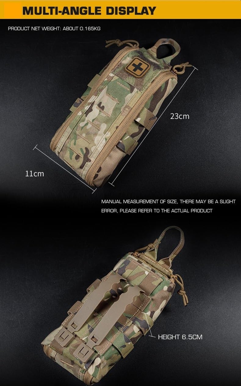 Táctica EMT Kit Vacío Med Mango De Liberación Rápida, Molle Primeros Auxilios IFAK Bolsa con Parche En Cruz, Pequeño EDC Bolsa Médica Utilitaria Portátil Supervivencia