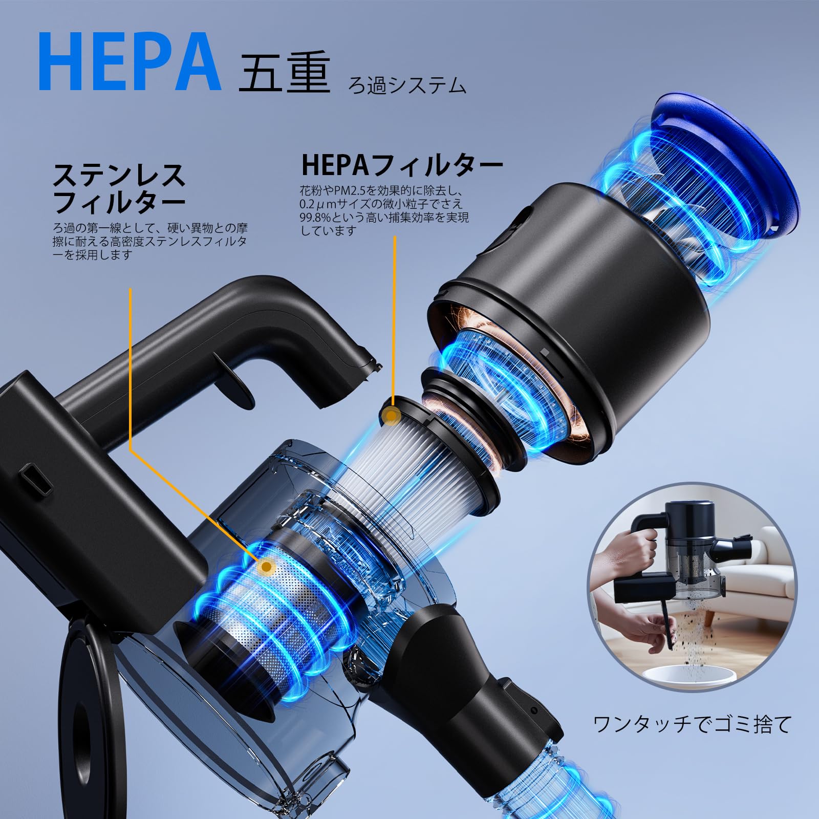 Amazon | 掃除機 コードレス【2025業界初！衝撃の45000pa超強力吸引