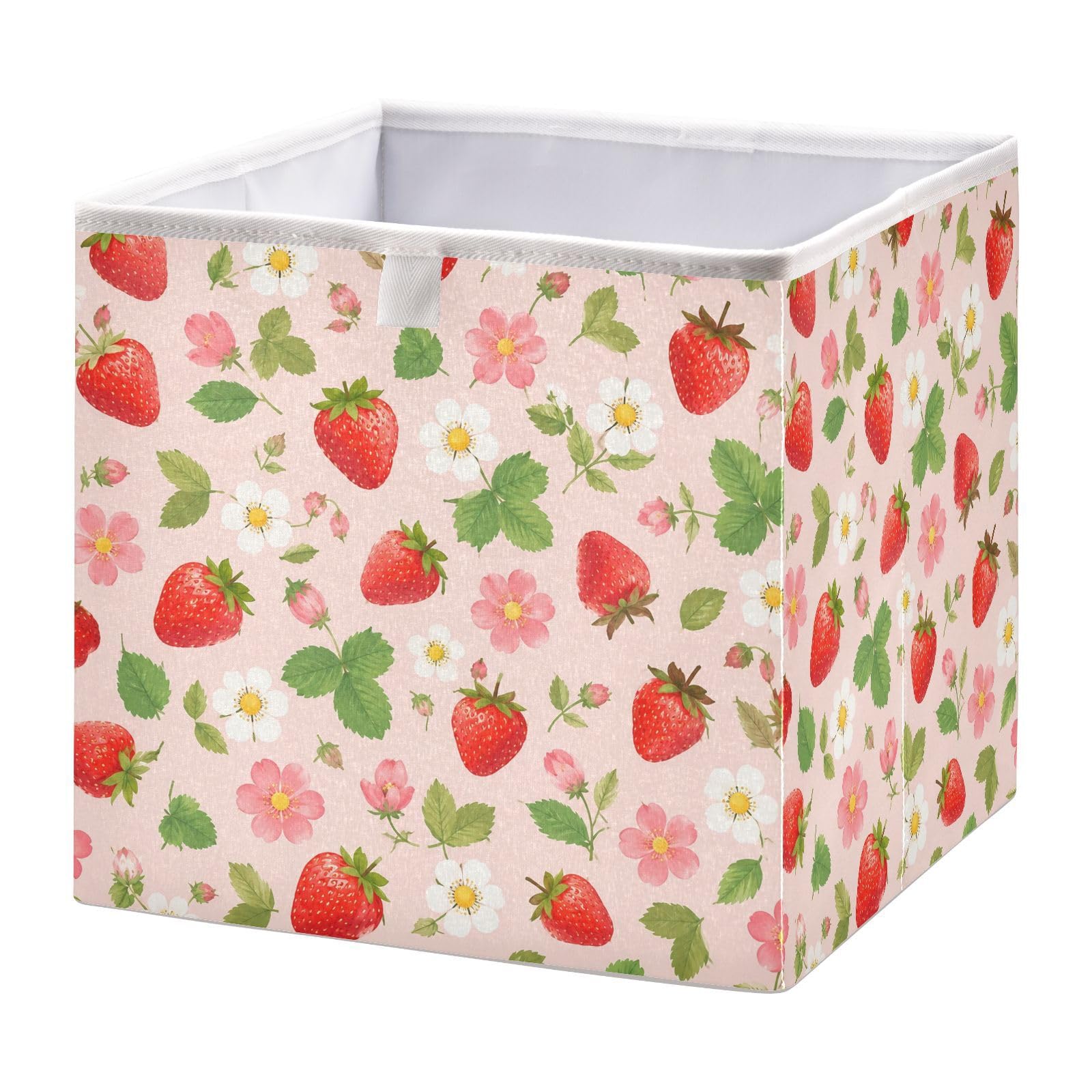 Ewusp Strawberry Cube Storage Boxes 28x28 cm Foldable Closet Organiser Bin Holiday Basket Baby Basket for Nursery Bedroom Office
