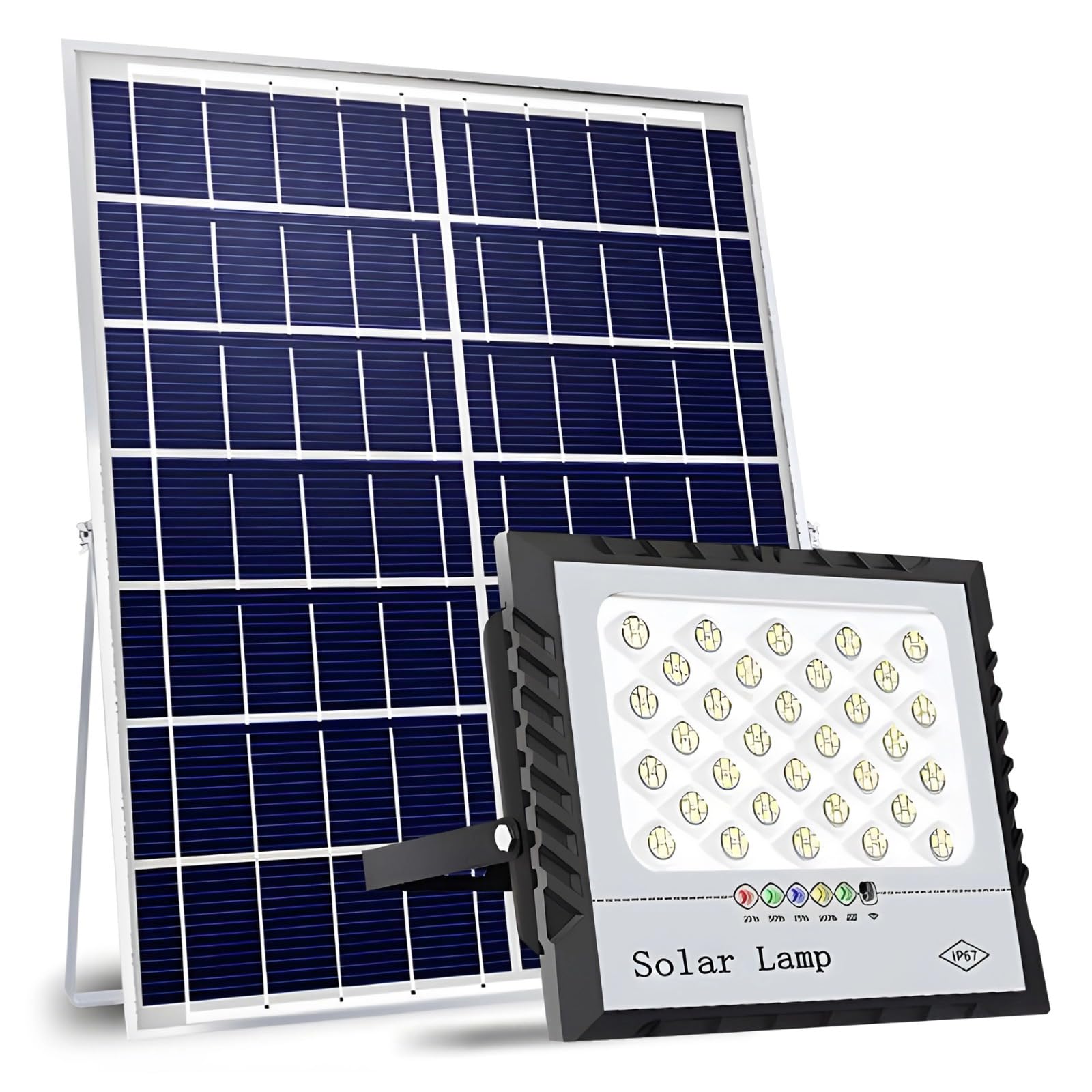 Reflectores solares para exteriores, 160 W, 8000 lúmenes, conversión fotovoltaica de alta eficiencia y carga solar rápida, IP65 impermeable, para jardines, patios, puertas, patios y espacios abiertos