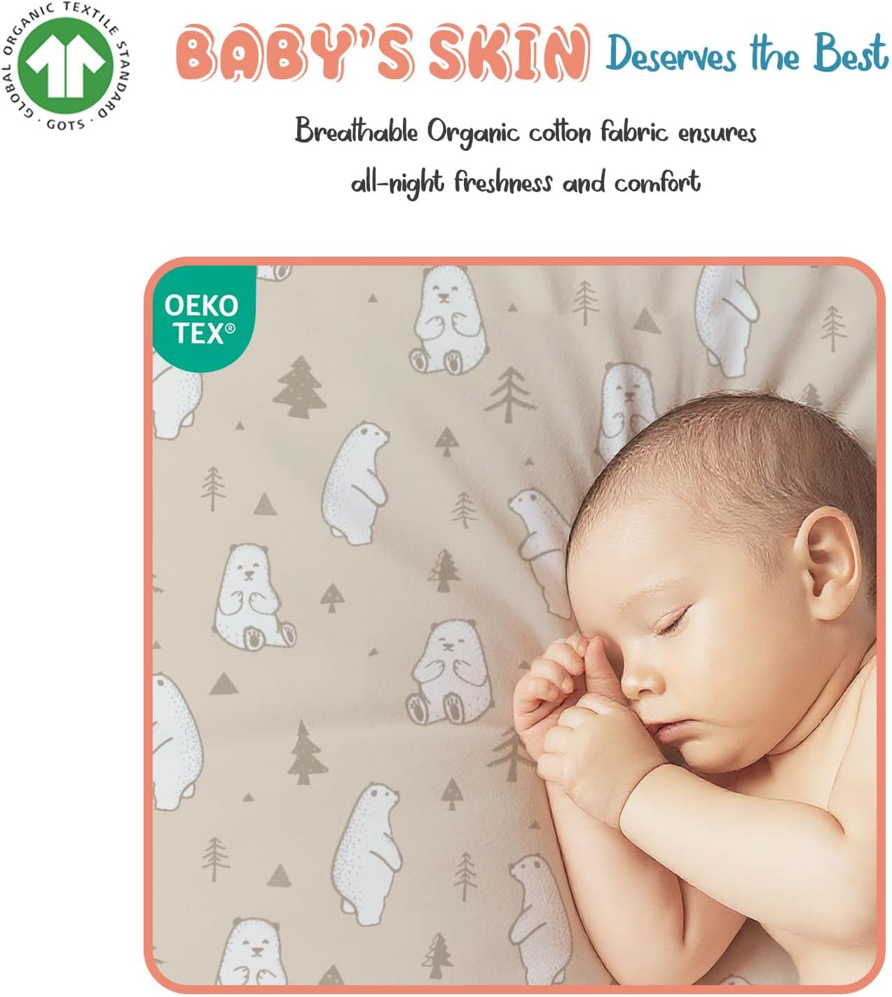 Threadmill Organic Baby Crib Sheets for Boys & Girls | 100% Organic Cotton Fitted Crib Sheet for Standard Crib Mattress | 2 Pack Unisex Cozy Toddler Sheets, Machine Washable | Chilltee