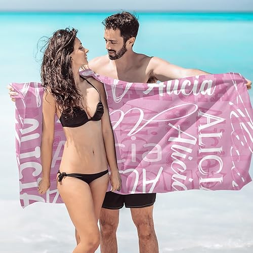 Miniatura 4 de OAHEDIAM Toalla de playa personalizada con nombre, toallas de microfibra personalizadas sin arena para playa, toalla de piscina de secado rápido,