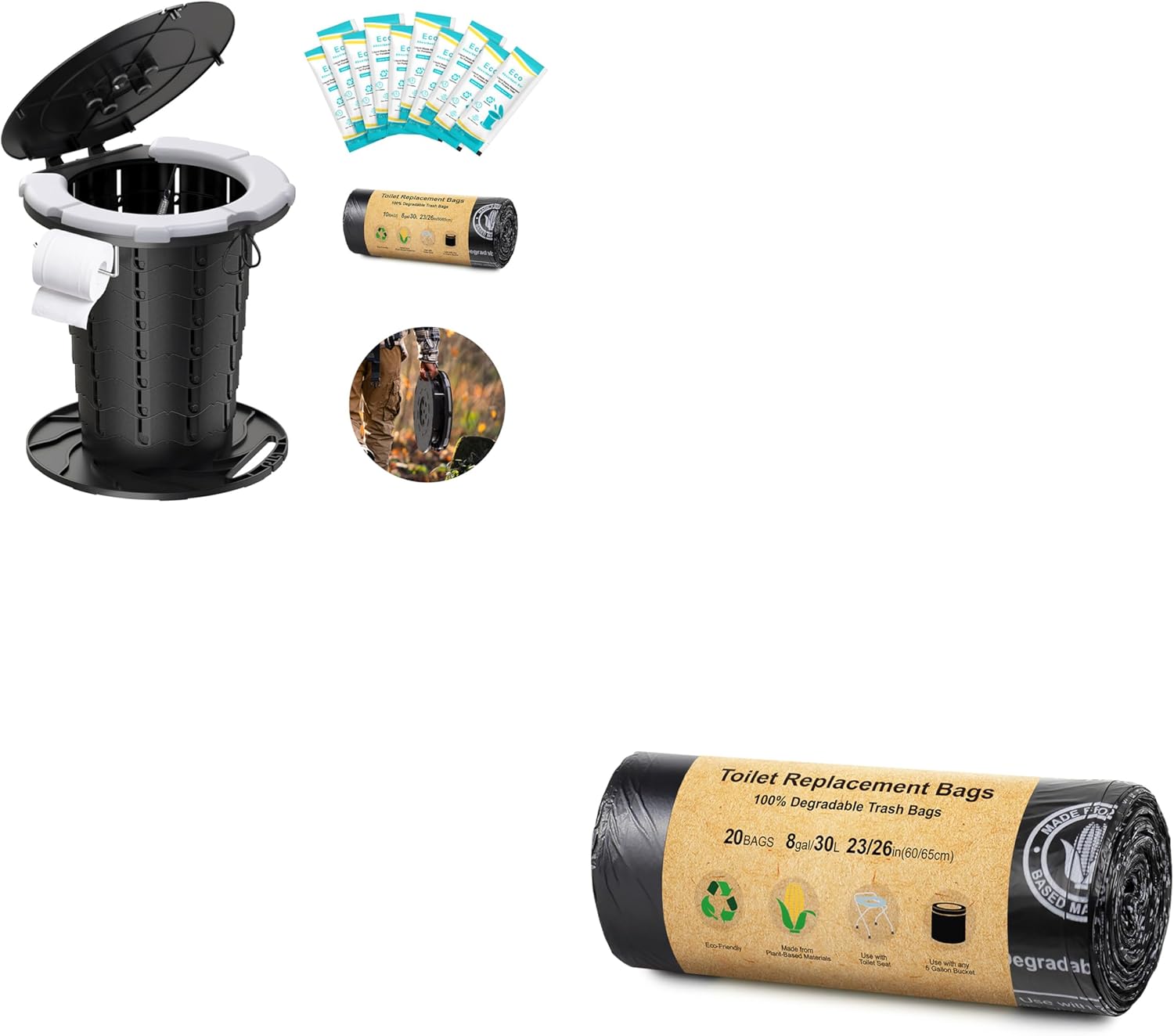 BLIKA Upgraded Retractable Portable Toilet with Soft Cushioned Seat, 350LBS Foldable Camp Toilet for Adults & Kids