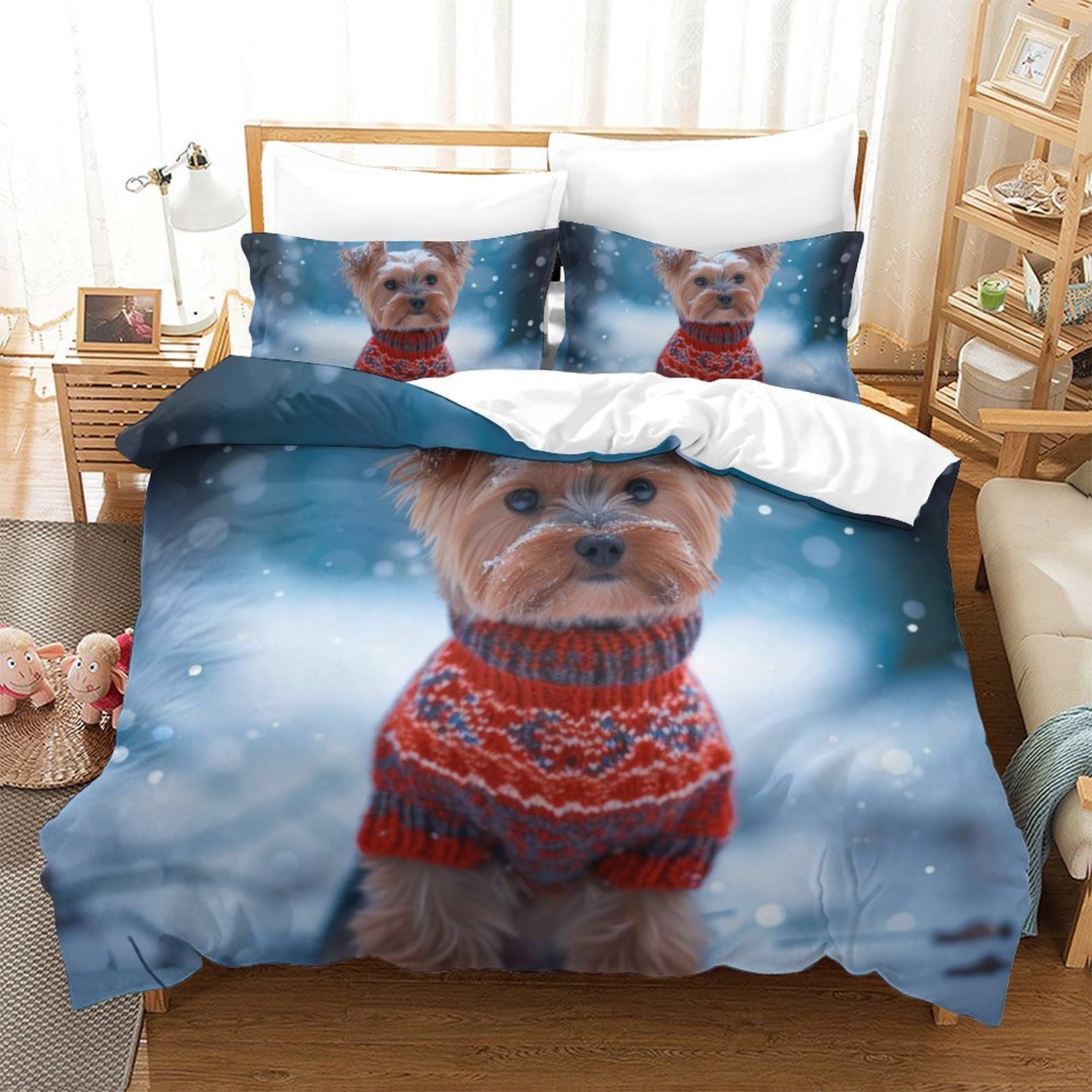 Parure de lit chien Yorkshire Terrier literie douce 3D pour passionnés d'animaux 220x240