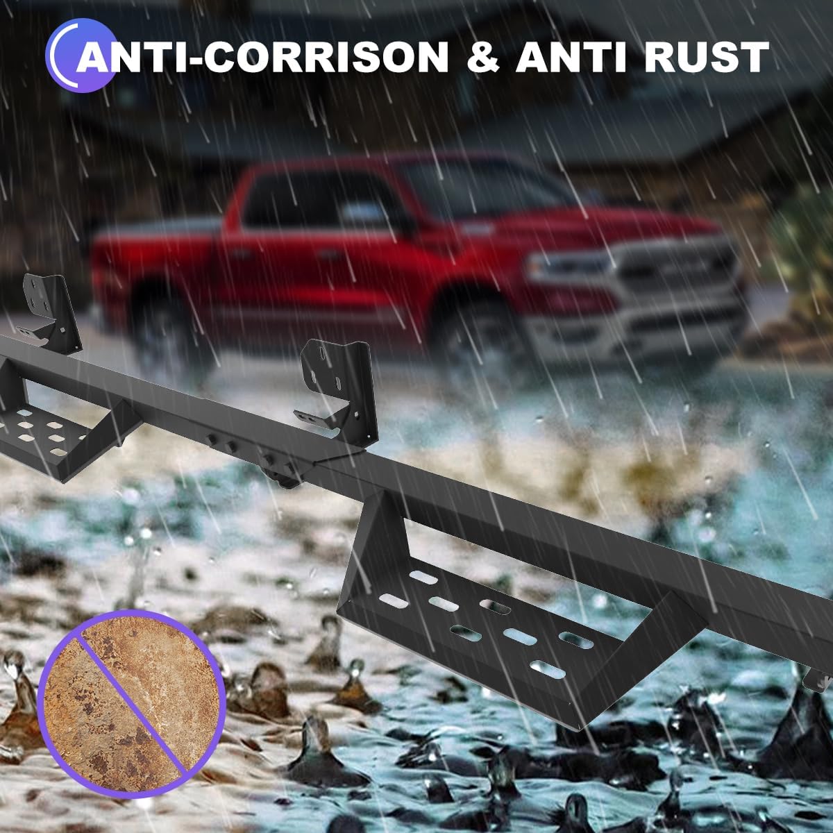 WOLFSTORM Running Boards Fit for 2009-2018 Dodge Ram 1500 Crew Cab & 2019-2024-Ram 1500 Classic, Heavy Duty Steel Rock Slider for 2010-2026-Ram 2500/3500 4 Door Side Step Nerf Bars Side Rails A Pair