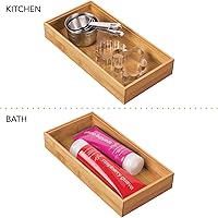 Vista 8 de mDesign Organizador de cajones de madera de bambú, bandeja de almacenamiento apilable de 12 pulgadas de largo para cajones de cocina/gabinete
