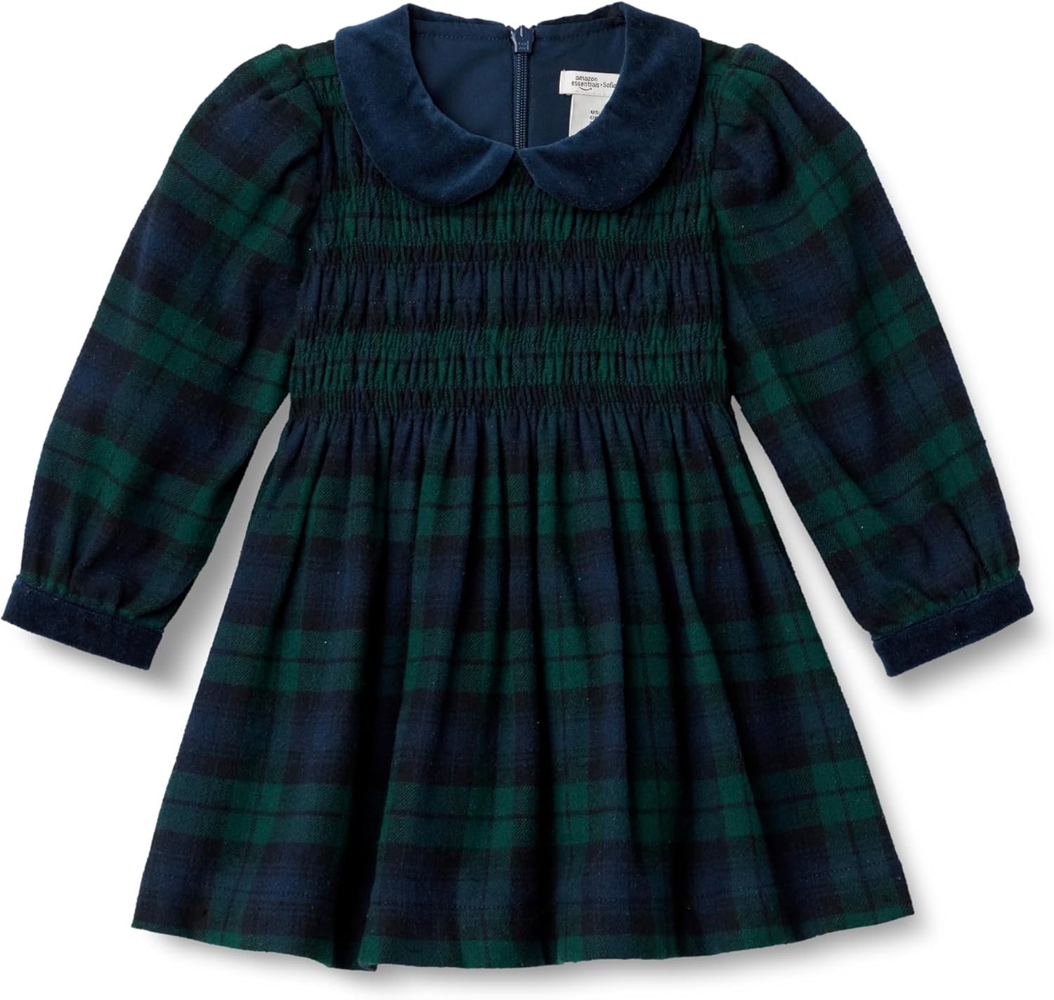 Amazon Essentials x Sofia Grainge Toddlers and Baby Girls' Long Sleeve Flannel Dress