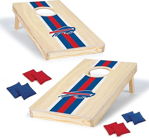 Wild Sports NFL Football - Juego de Cornhole de madera maciza portátil de 1 x 2 pies con impresión directa HD gráficos del equipo, tamaño de viaje