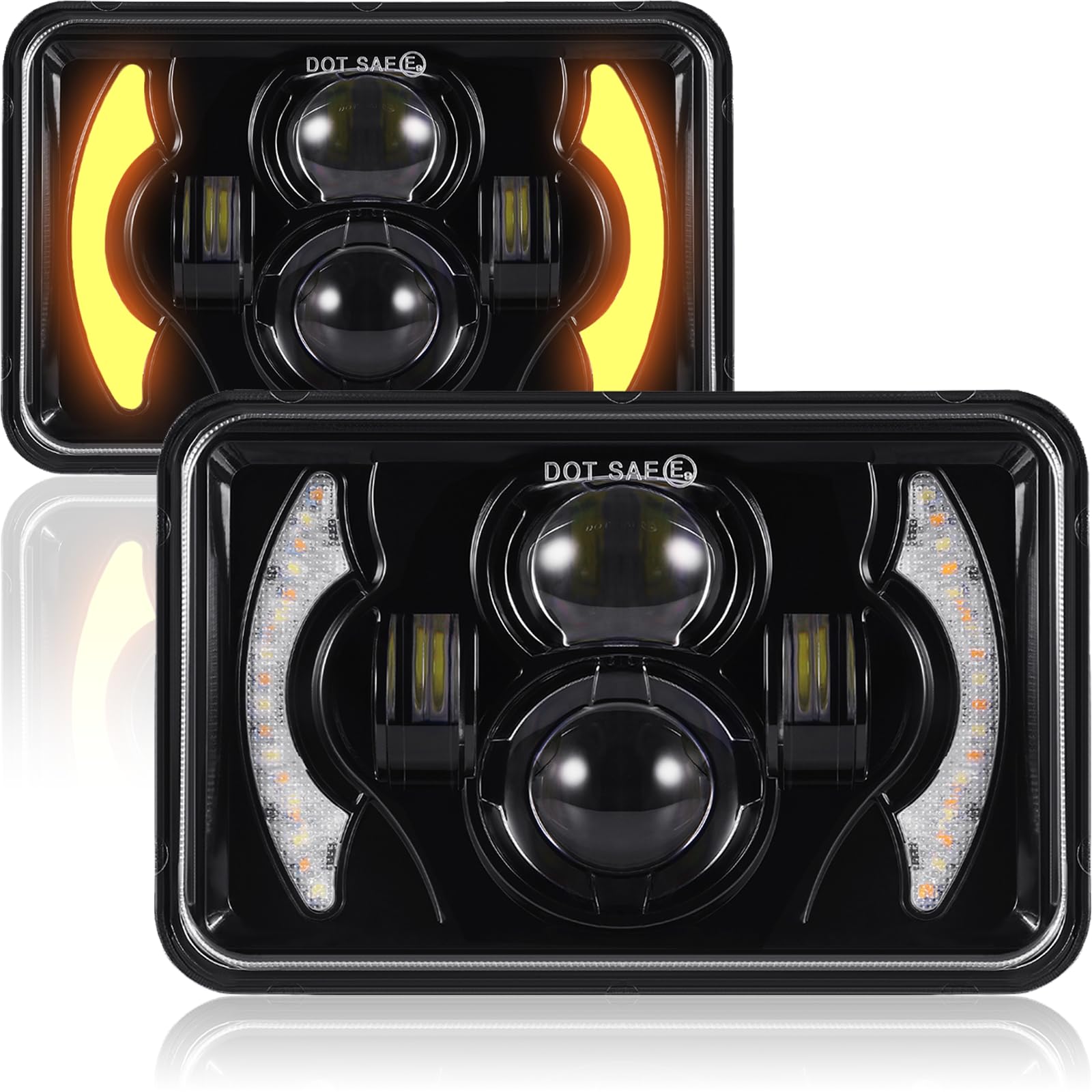 Amazon.co.jp: 2個 120w 4x6インチ LED ヘッドライト DRL Turn Singal