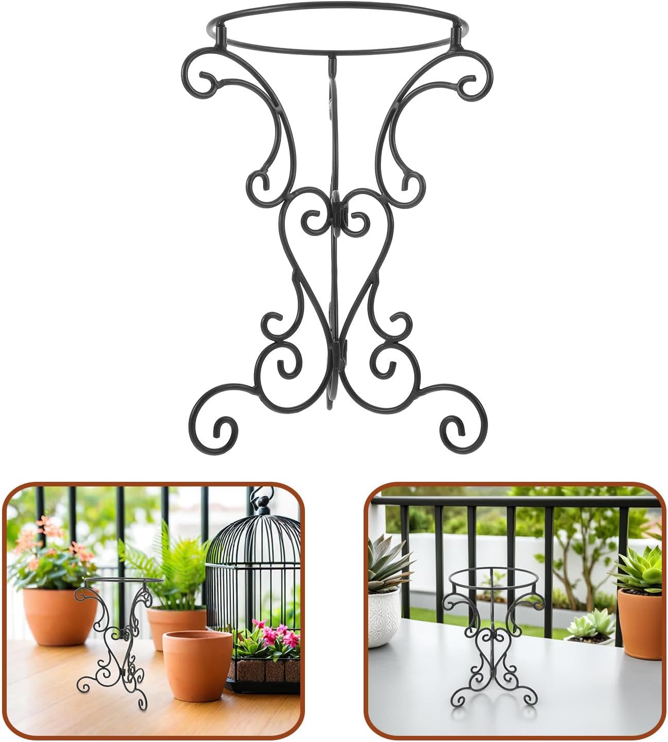 Metal Gazing Globe Stand for Garden, Iron Outdoor Pedestal Base