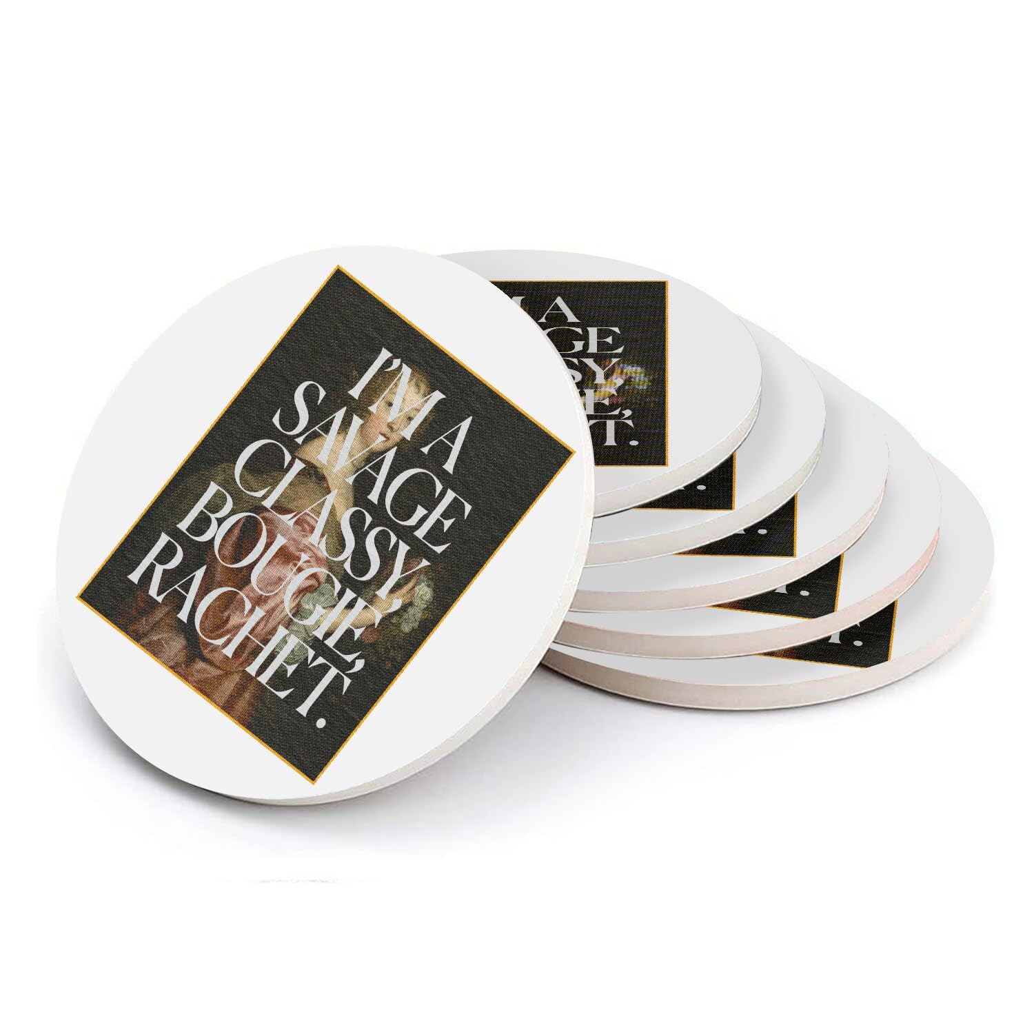Sous verre ronds en céramique Savage Classy Bougie Rachet de 108 mm motif illustration vintage