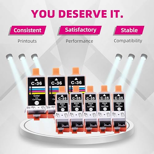 Miniatura 2 de Cartuchos de tinta compatibles de repuesto para Canon PGI-35 (negro) y PGI-36 (color) Funciona para pixma ip110 ip100 tr150 mini260 mini320 (negro -