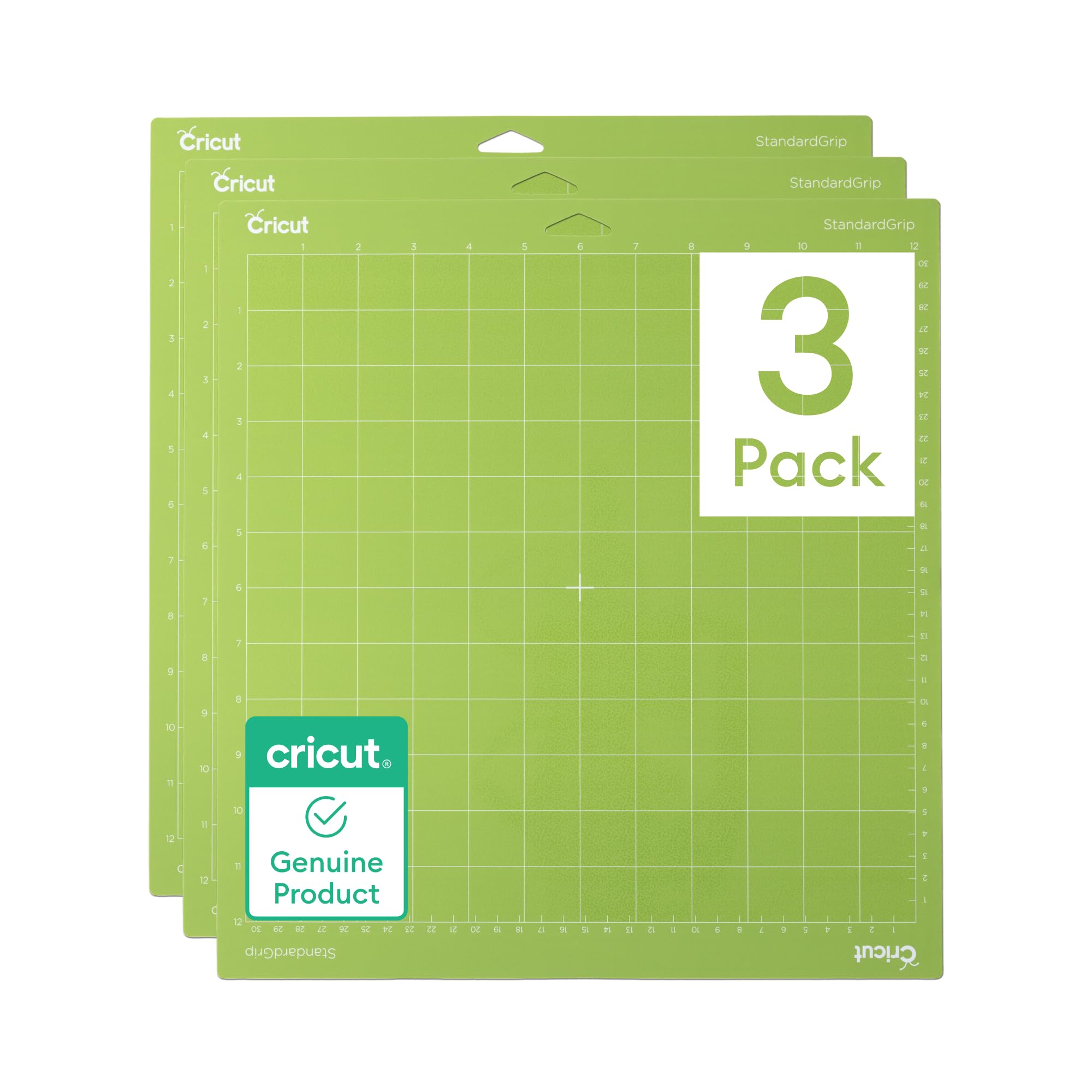 Cricut 3Pack Standardgrip Cutting Mat 12X12 3 Pack Amz, 12"X12", Green, Count