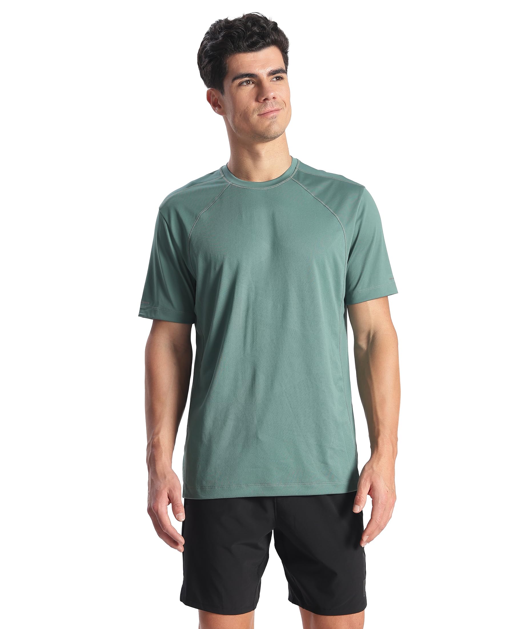 jockey MV15 Men Microfiber Fabric Round Neck Half Sleeve Tshirt with Breathable Mesh_Silver Pine_M-picture-41