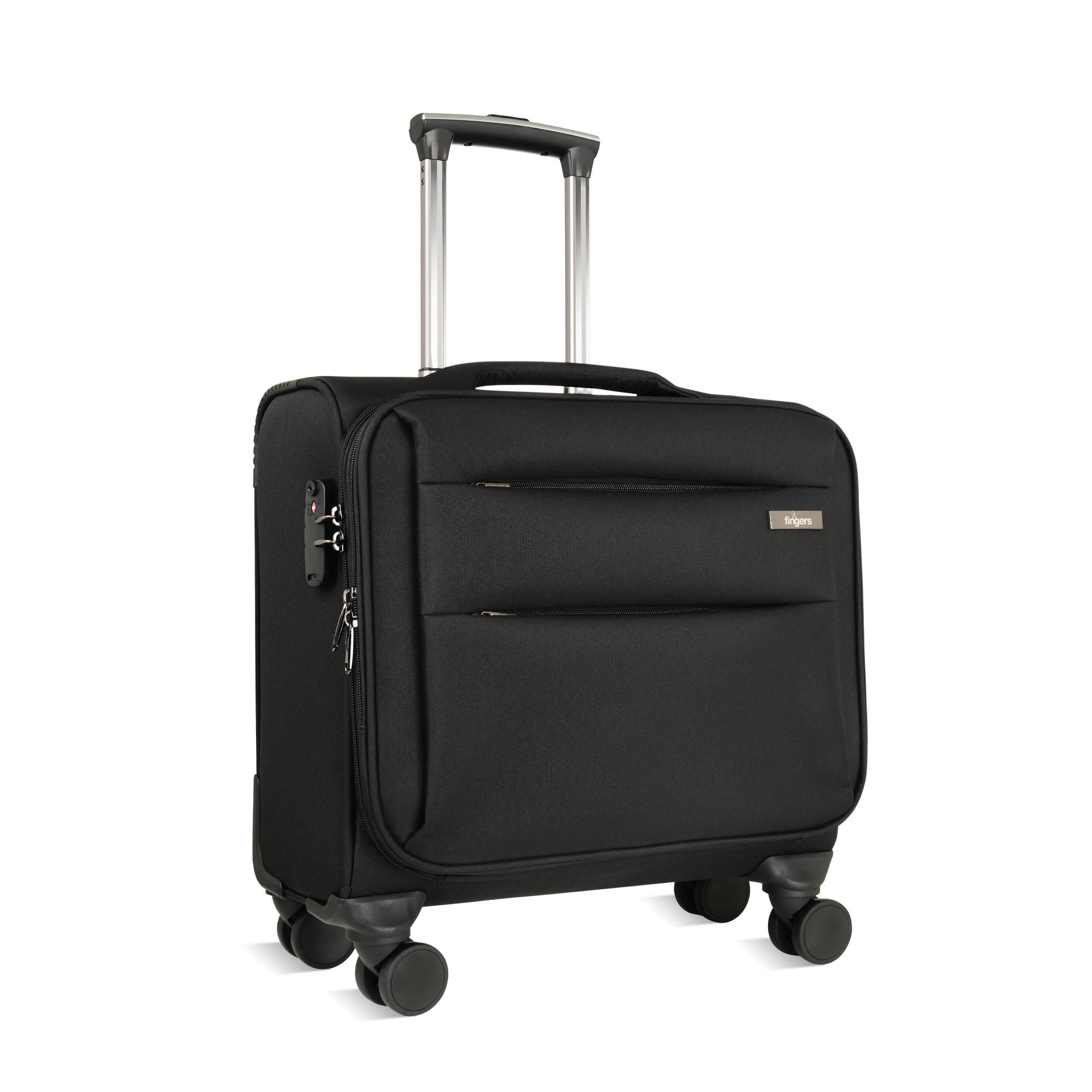 FINGERS Business Laptop/Travel 360? Trolley Bag with 360? Spinner Wheels, (Lightweight, Smart Compartments to Organize Essentials, Integrated TSA Lock) - Classic Black-image-15