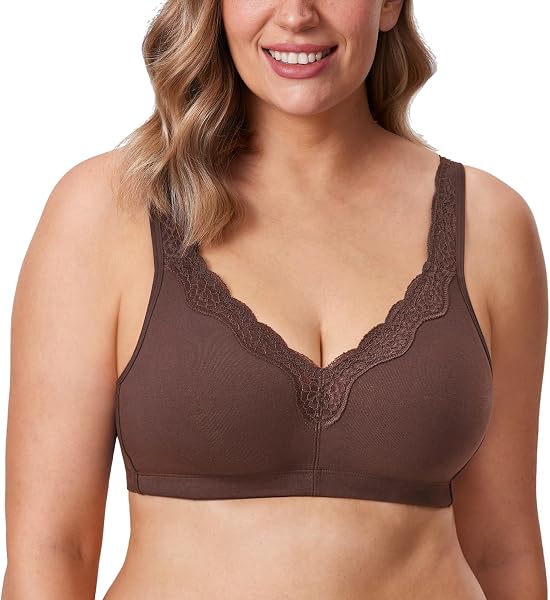 Delimira Women's Non Wired Bras Full Coverage Cotton Comfort Bra Plus Size Non Padded Soft Bras - 5