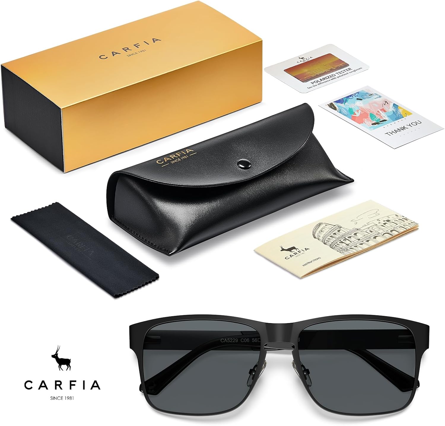 CARFIA Wide Spring Flexible Mens Sunglasses Polarized UV400 Classic Driving Metal Glasses CA5229 - Image 7