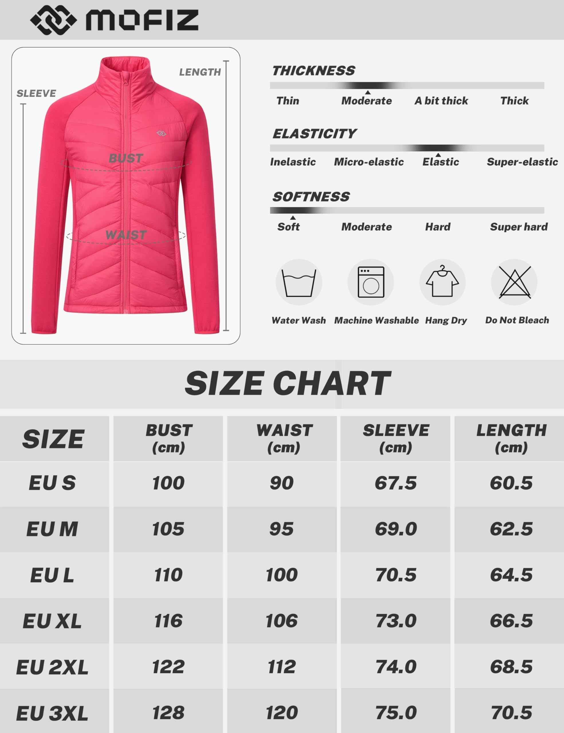 MoFiz Doudoune Femme Legere Veste Matelassée Blouson Veste Polaire Femme Chaude de Sport Randonnée avec Zip