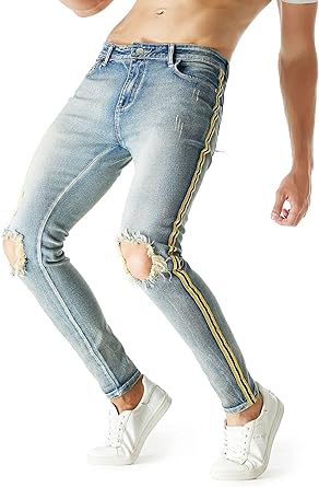 slim tapered distressed jeans