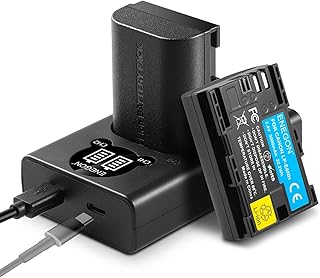 ENEGON LP-E6NH Replacement Battery 3000mAh (2-Pack) and Smart LCD Dual USB Charger for Canon EOS 5D Mark II/III/IV, EOS R, R5, R6, 5DS, 5DS R, 6D, 7D, 7D Mark II, 90D, 60D, 70D, 80D Cameras