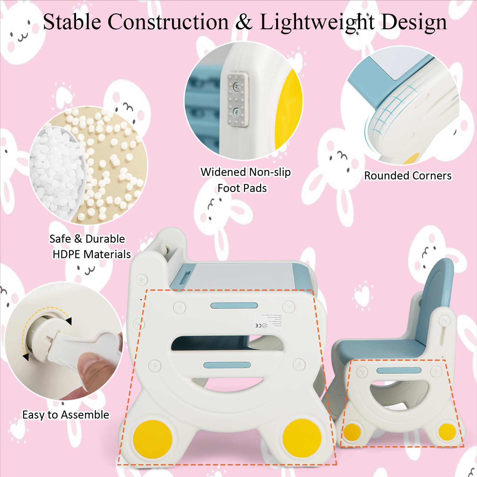 LIFEZEAL Stolik kawowy dla dzieci, stolik i krzesła dla dzieci, z wymazywaną tablicą, półką, regałem, ergonomicznym oparciem, stołem dziecięcym, z tworzywa sztucznego, zestaw dla dzieci w wieku 3-8