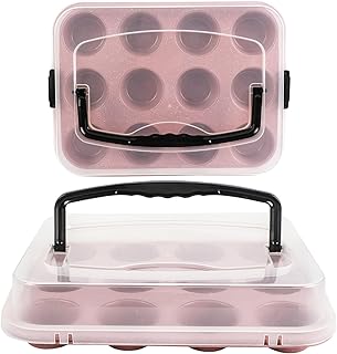 2-Pack Pink Cupcake Pan with Lid, 12-Cup Nonstick Cupcake Baking Pan with Handle for Easy Baking and Travel – Perfect Cupcake Pan for Parties, Birthdays, and Gifting
