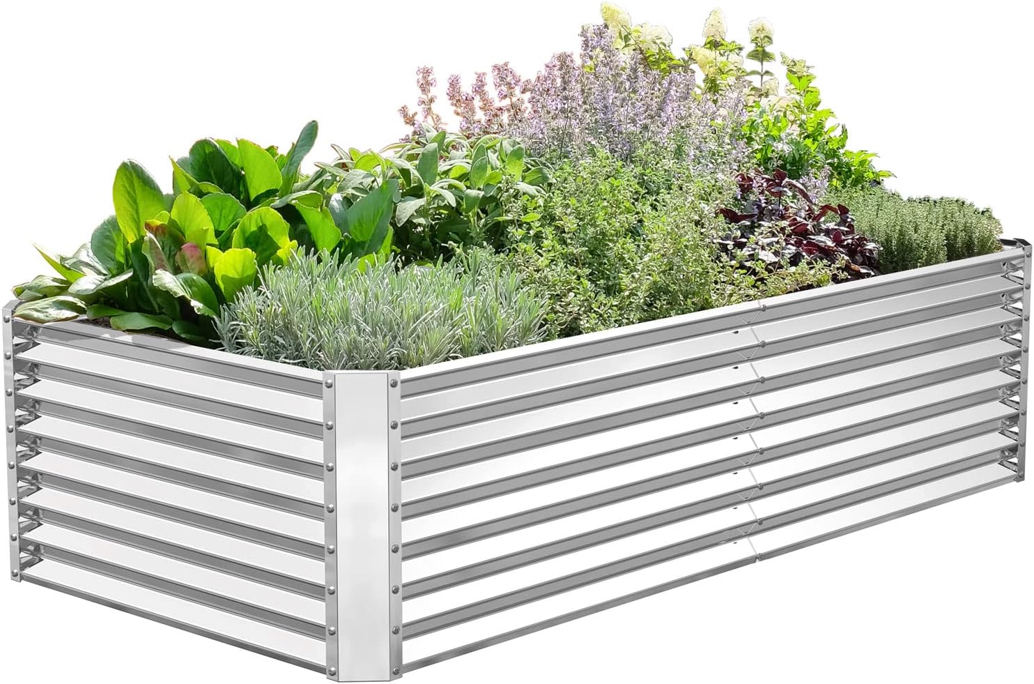 FRIZIONE 8x4x2ft Galvanized Metal Raised Garden Bed for Vegetables, Outdoor Garden Raised Planter Box, Backyard Patio Planter Raised Beds for Flowers, Herbs, Fruits