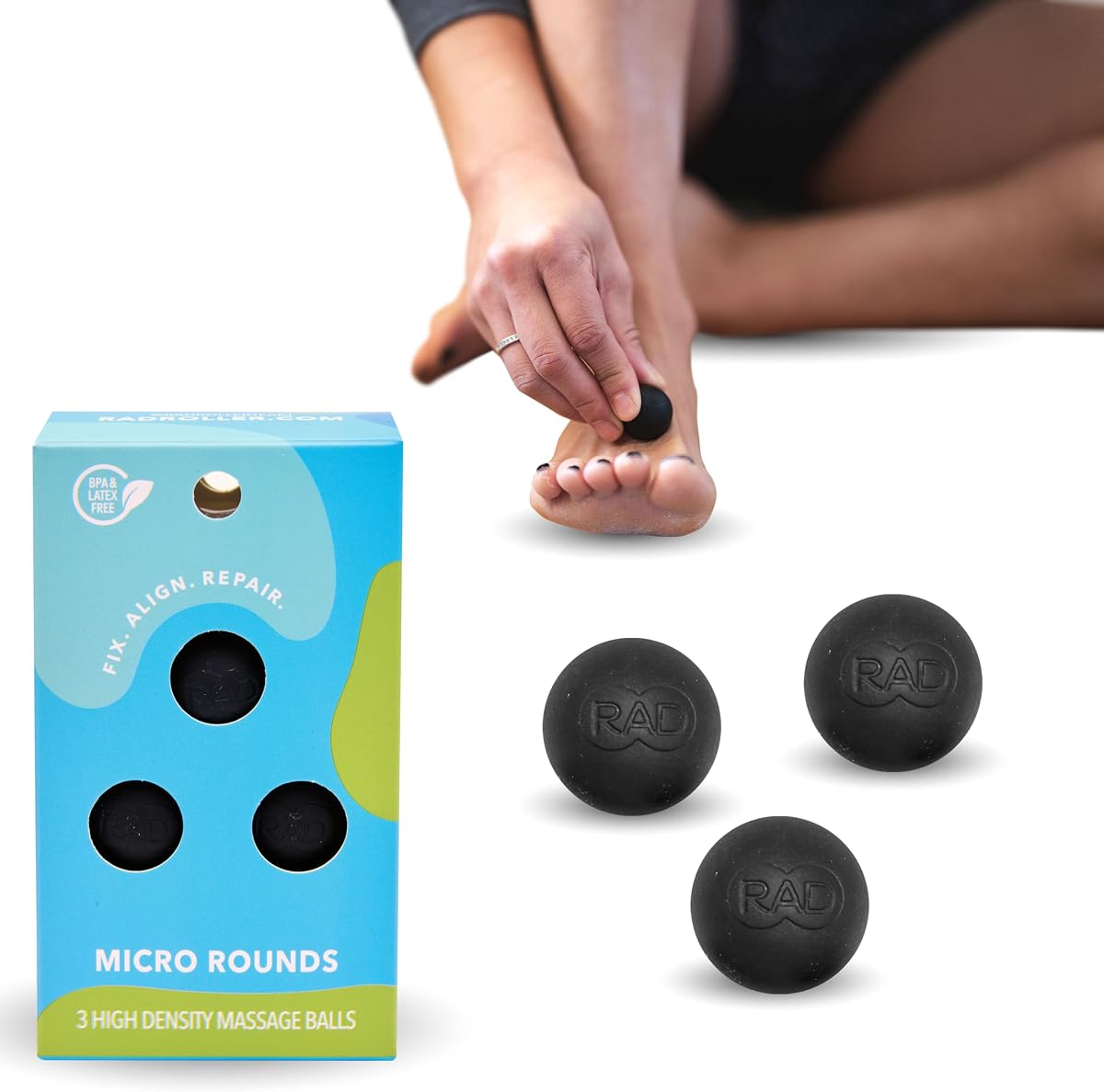 Micro Rounds – Yoga Deep Tissue Massage Ball Set (Small 0.75 Inch Balls, 3 Pack) – Targeted Myofascial Release for Feet, Plantar Fasciitis, Jaw & Hands – Trigger Point & Mobility Therapy