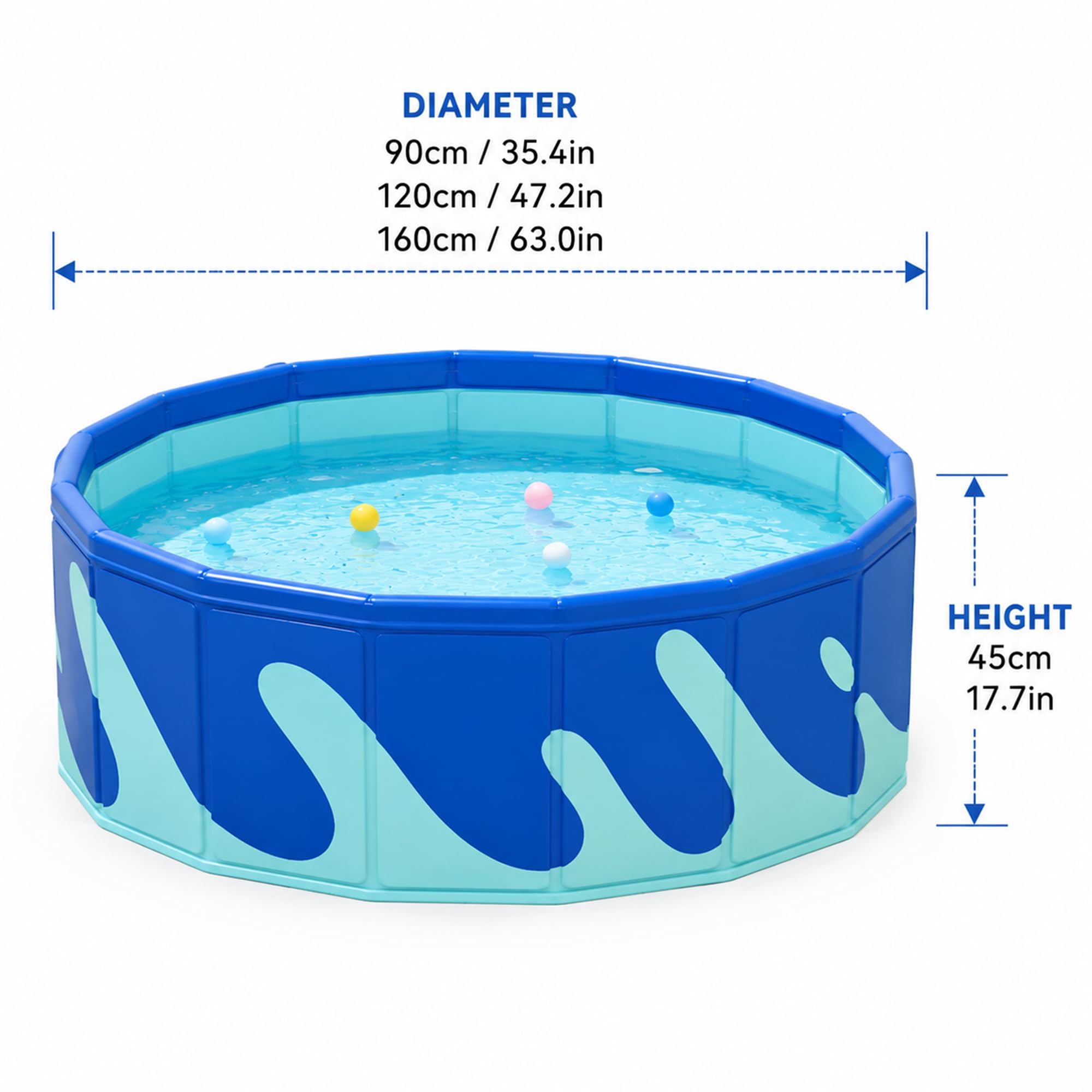Piscina Infantil Plegable, Piscina Rígida Sin Inflado para Niños