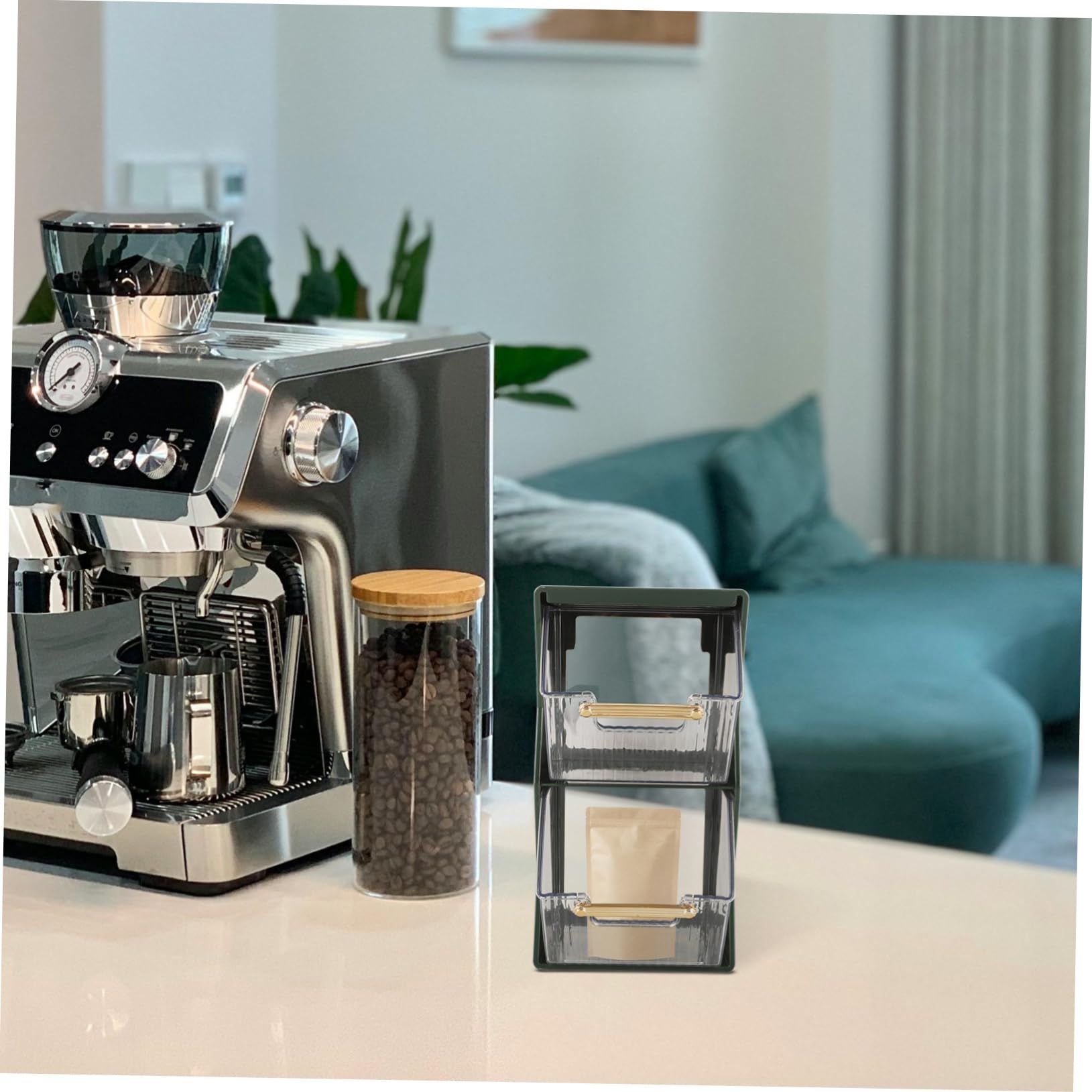 Zerodeko Organizador de Bolsas Café de Doble Capa para Almacenamiento Cocina y Oficina Estante Transparente para Espacio