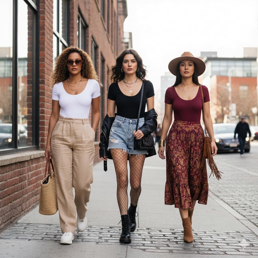 XFit Women's Short Sleeve Thong Bodysuit, Stretchy Scoop Neck T-Shirt Style, Basic Body Suit Top - Image 4