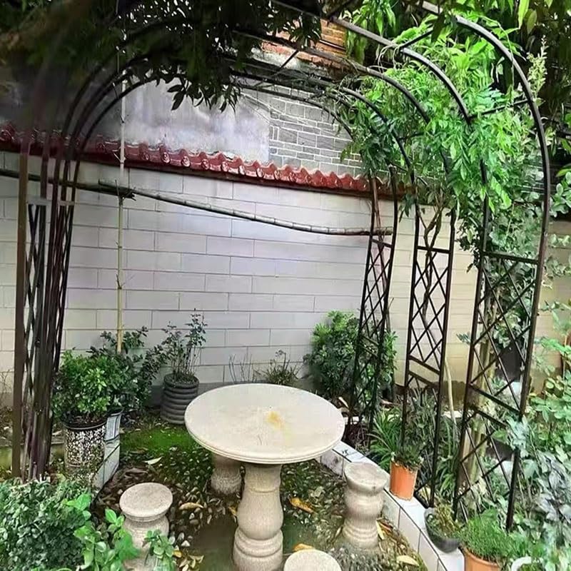Pergola da giardino Arco in metallo per piante rampicanti vite con basi 140 180 200 220 240 260 280 310 330 350 370cm (Color : Nero, Size : 240cm x 250cm)