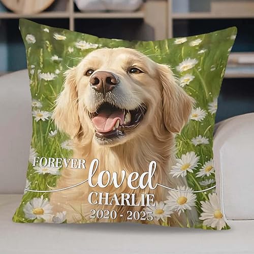 Miniatura 7 de Almohadas conmemorativas personalizadas para perros con nombre de imágenes, regalos conmemorativos personalizados para mascotas por pérdida de