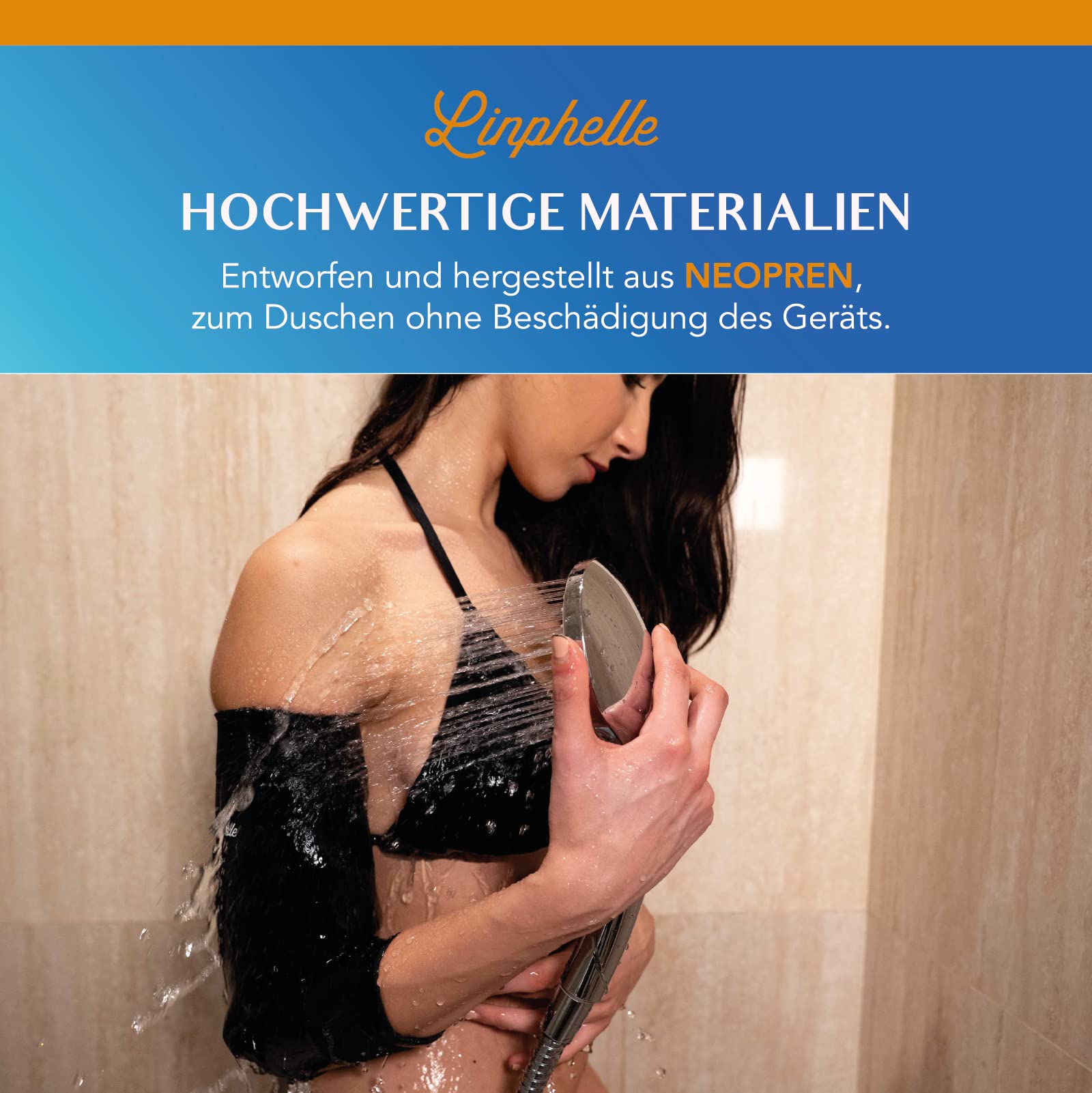 PICC line Coverpicc Waterproof Long, wasserdichte Armkatheter-Abdeckung aus Neopren, Wasserschutz in der Dusche, ideal für PICCs und Glukosemessgeräte, Schwarz, Größe L