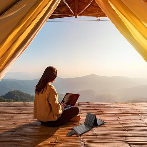 Miniatura 8 de Paneles solares portátiles de 20 W, panel solar plegable con tipo C y USB A para camping, mochilero, viajes, carga rápida, IP65 para iPhone, iPad,