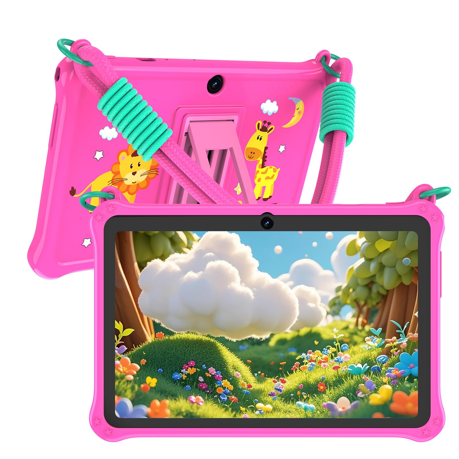 GOZZGEAR Android 13 Kids Tablets 7 inch for Toddler, Parental Control, Free Kids APP, 32GB, Expandable 512GB, 3500Mah, WiFi Dual Camera with Eye Protection, Pink